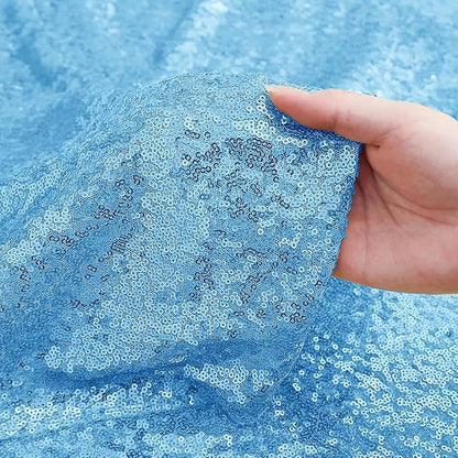 Sugargirl Blue Sequin Backdrop Curtain 3 Panels 2FTx8FT Glitter Blue Background - Image 6
