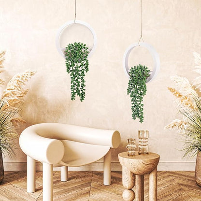 Der Rose 2 Pack 15" Artificial Hanging Plants in White Pots - Image 5