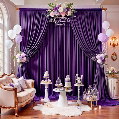12ft x 10ft Purple Backdrop Curtains - Image 4