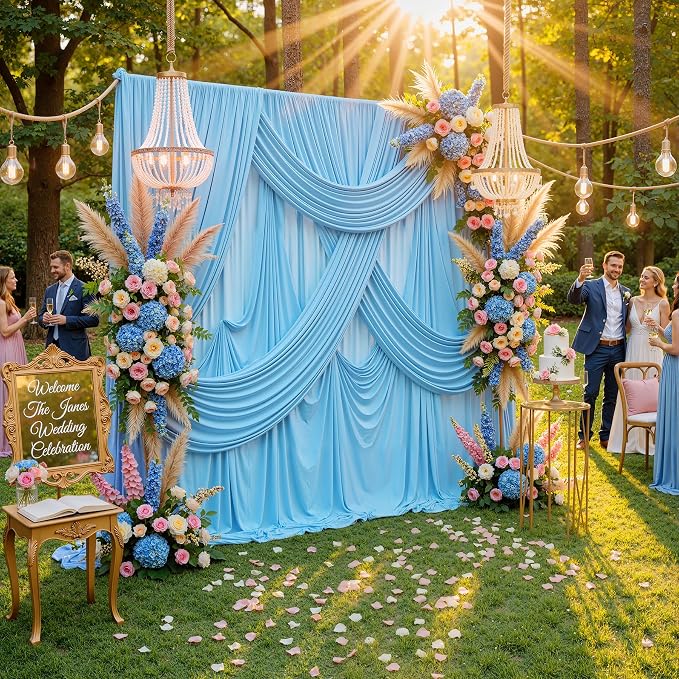 20ft x 10ft Baby Blue Backdrop Curtains - Image 4