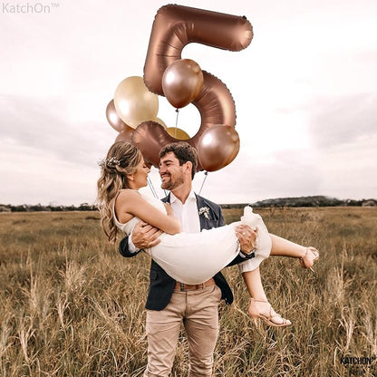 KatchOn Coffee Brown Number 5 Balloon 40 Inch, 5 Birthday Decorations | Number - Image 6