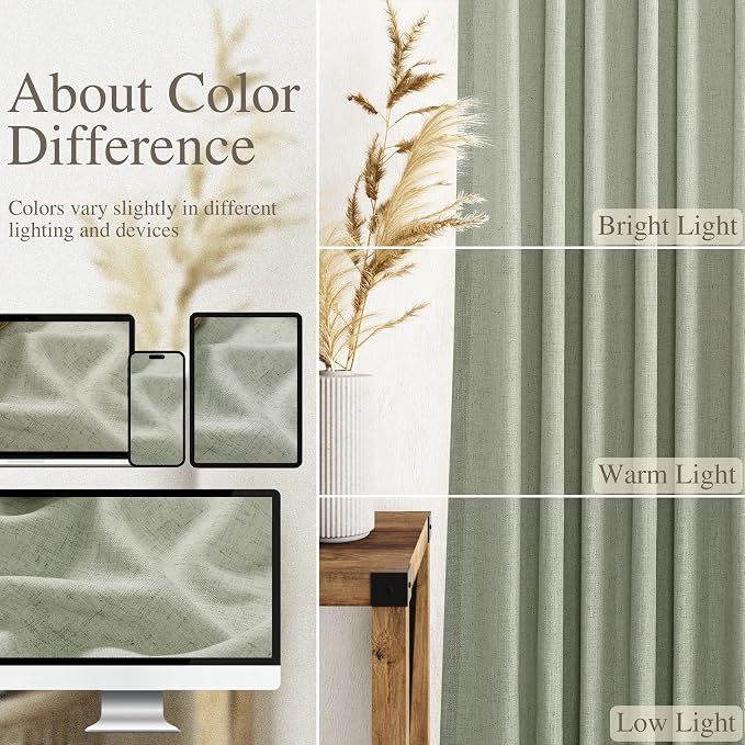 Extra Long Sage Green Curtain 2 Panels 102 inches Long - Image 4