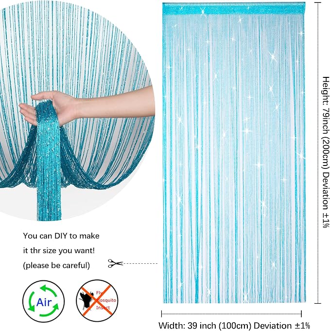 2 Pack 39 x 79 Inch Beaded Curtain String Door Curtains, Hippie Room Decor - Image 2