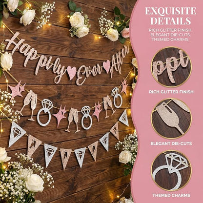 Hopecore Pre-Strung Happily Ever After Banner Set, Engagement Party, Wedding - Image 3