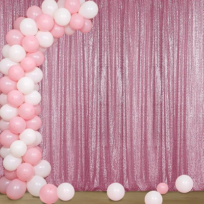 Sugargirl Pink Sequin Backdrop Curtain 4FTx8FT Glitter Pink Background Drapes by Sugargirl