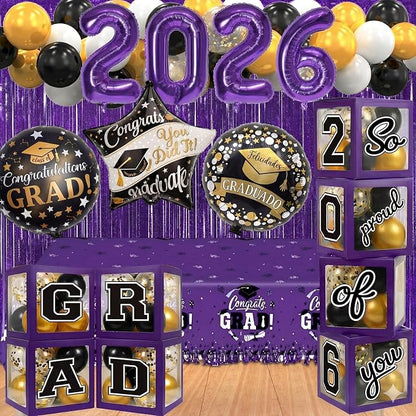Black and Purple Graduation Decorations Class of 2026 by UJoyant