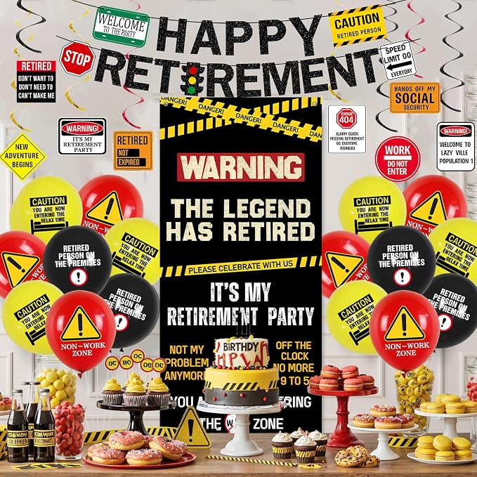 Roetyce Retirement Decorations, Caution Legend Has Retired Door Banner | Office - Image 6