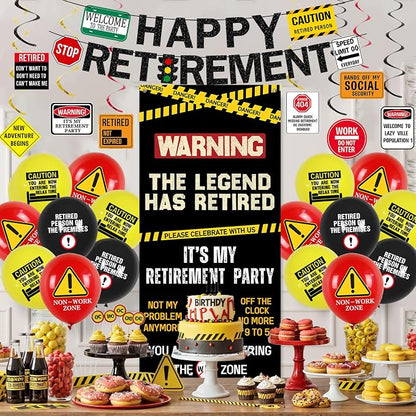 Roetyce Retirement Decorations, Caution Legend Has Retired Door Banner | Office - Image 6