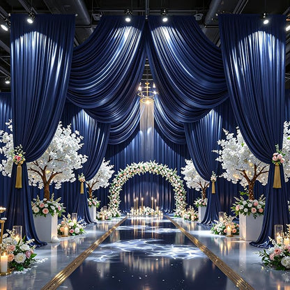 40x10ft Navy Blue Glitter Backdrop Curtain - Image 3