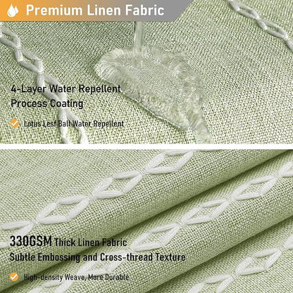 72x78 Long Boho Farmhouse Linen Heavy Duty Shower Curtain, Sage Green | Tall - Image 4