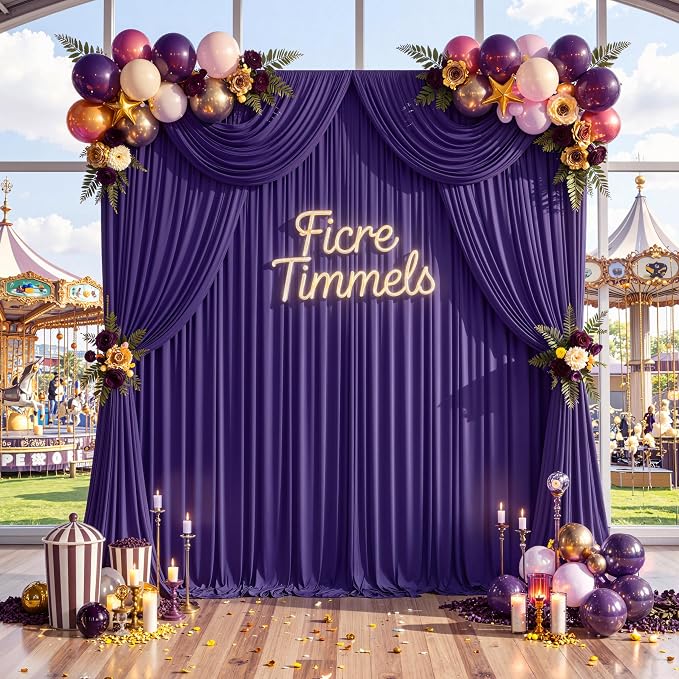 30 ft x 10 ft Wrinkle Free Purple Backdrop Curtain - Image 8