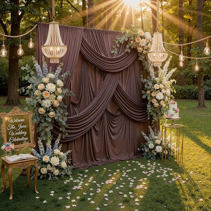 10ft x 10ft Wrinkle Free Brown Backdrop Curtains - Image 8