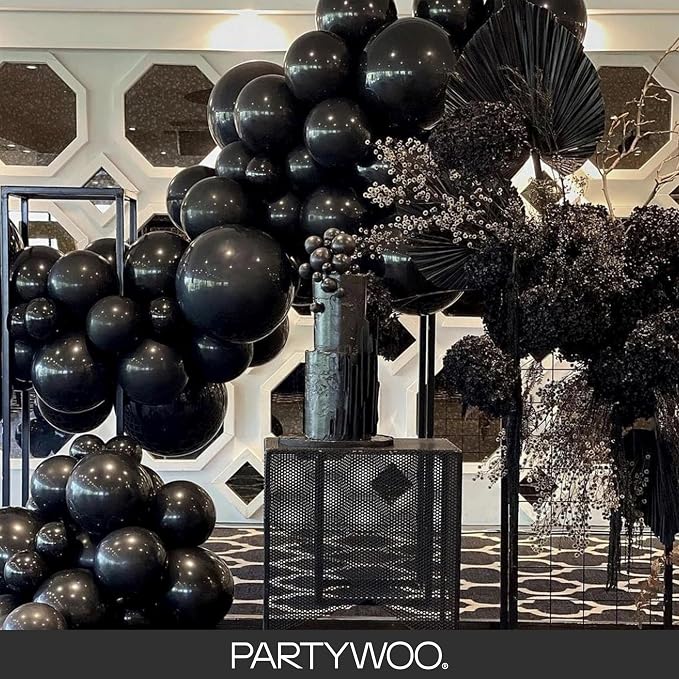PartyWoo Black Balloons 50pcs Matte Latex Helium Balloons 12 Inch | Baby Shower - Image 8