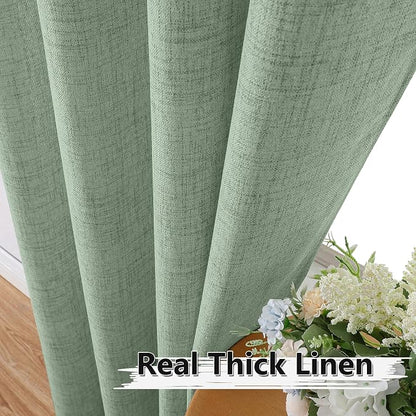 Tollpiz Short Linen Tier Curtains Rod Pocket Semi Sheer Half Kitchen Curtain - Image 3