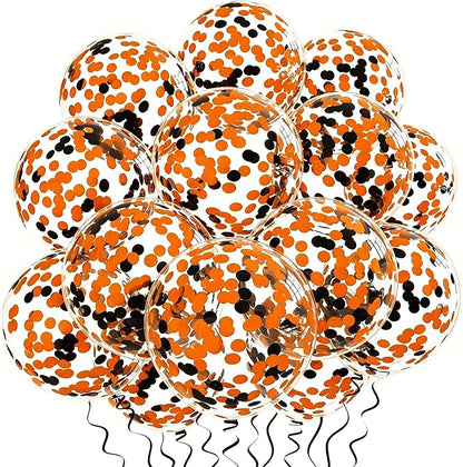 Orange Black Confetti Balloons 25 Pcs, 12 Inch Thickened Clear Latex Balloon - Image 3