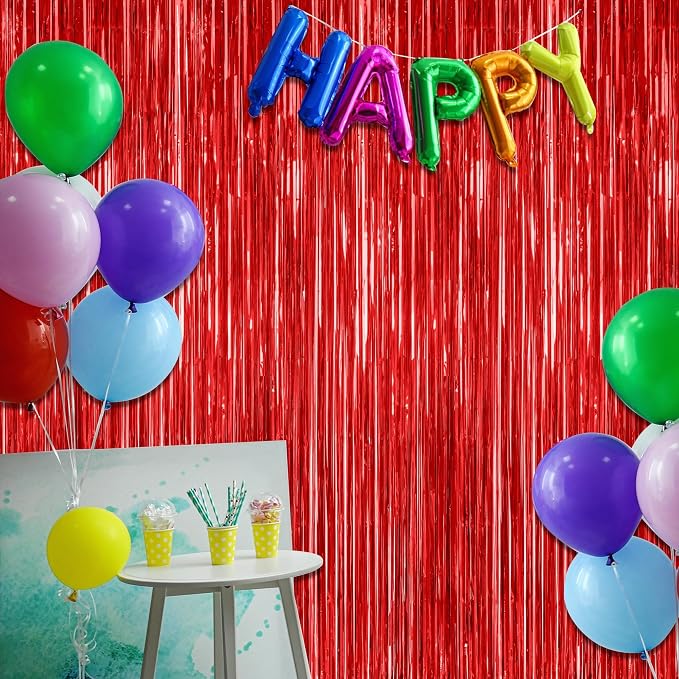 ZATAYE 4 Pack Red Valentines Christmas Foil Curtain Streamer Decorations | Red - Image 7