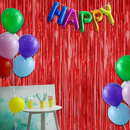 ZATAYE 4 Pack Red Valentines Christmas Foil Curtain Streamer Decorations | Red - Image 7
