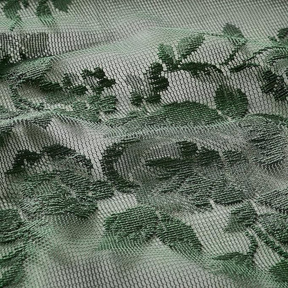 Dark Green Lace Curtains 108 Inches Long 2 Panels Vintage Emerald Green Floral - Image 6