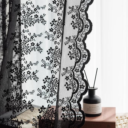 Anmao Vintage Lace Curtains 80 Inches Long 2 Panels Set, Romantic Elegant Light - Image 5