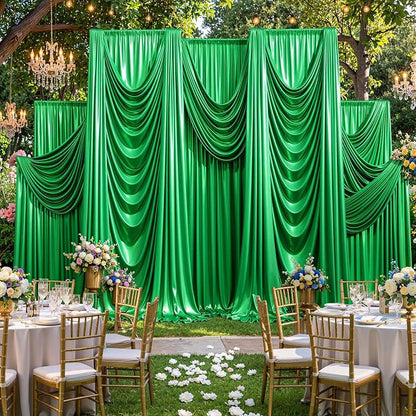 20x10ft Green Sequin Backdrop Curtains, Wrinkle Free Glitter Backdrop Drapes - Image 7