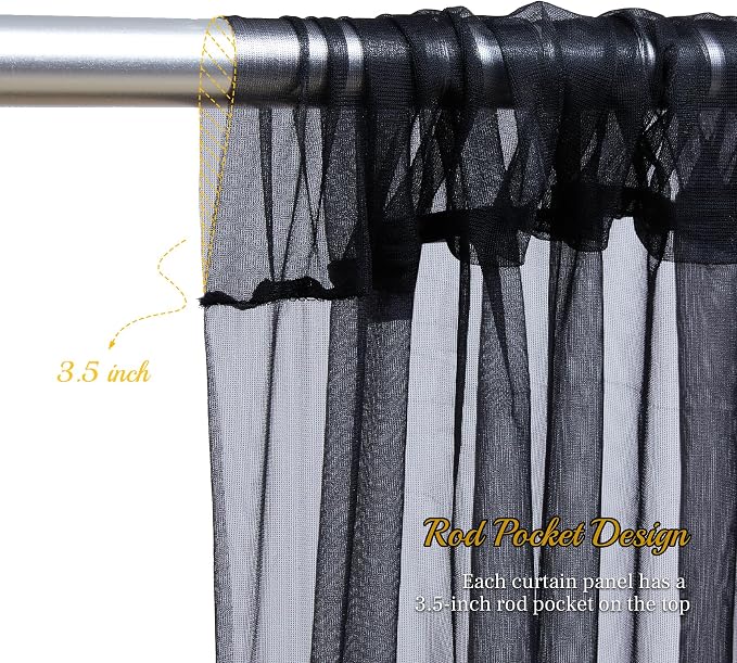 20x8ft Black Tulle Backdrop Curtain - Image 5