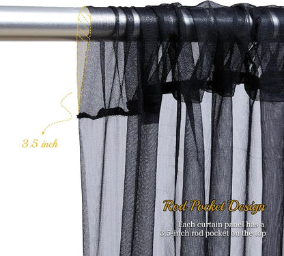 20x8ft Black Tulle Backdrop Curtain - Image 5