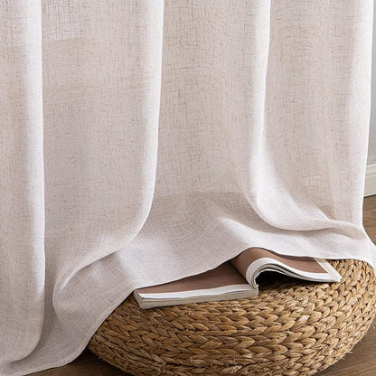 MIULEE Natural White Linen Curtains 52x90 Inch Long 2 Panels - Image 7