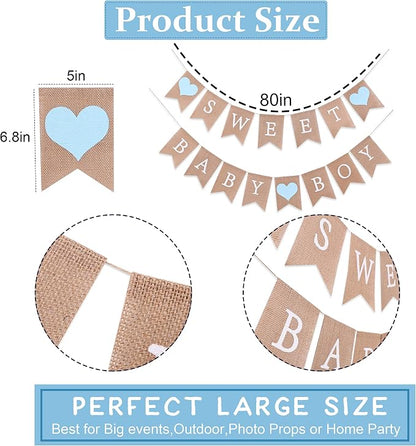 Sweet Baby Boy Burlap Banner - Image 5