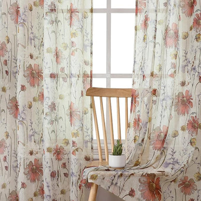 Crushed Sheer Curtains Kitchen Tiers 36 Inch Length 2 Panels, Printed Design - Image 7