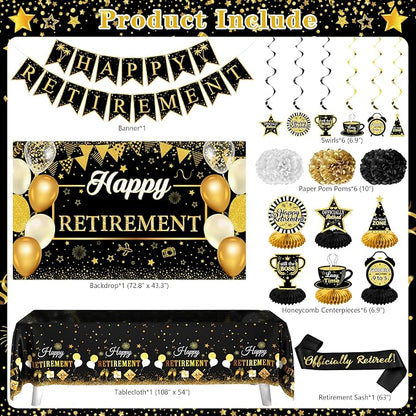 Retirement Party Decorations, Retirement Balloons, Sash Hanging Swirls - Image 2