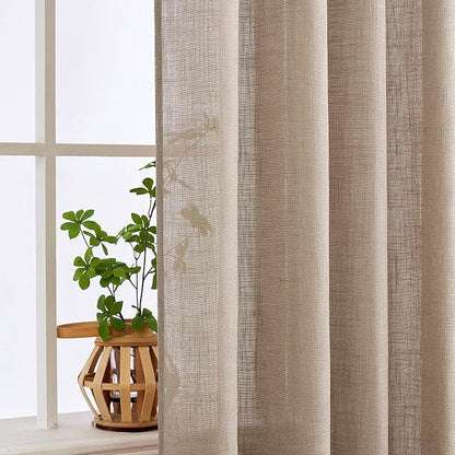 MIULEE Taupe Short Linen Curtains 52x45 Inch Length 2 Panels - Image 5