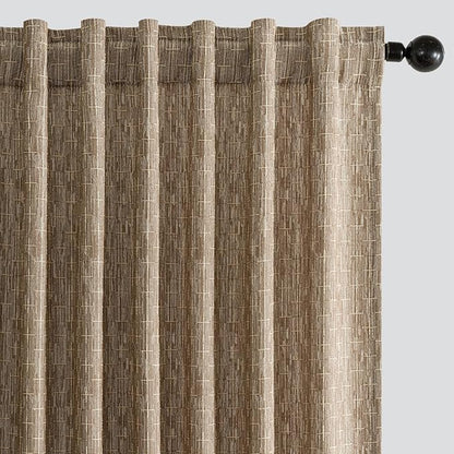 MIULEE Patterned Farmhouse Linen Curtains, Back Tab by MIULEE
