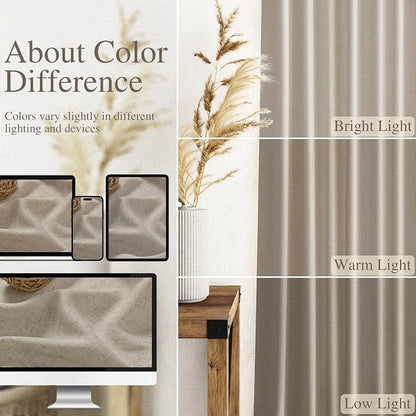 102 Inch Long Curtains for Living Room Cobblestone Linen Blend Light Filtering - Image 3