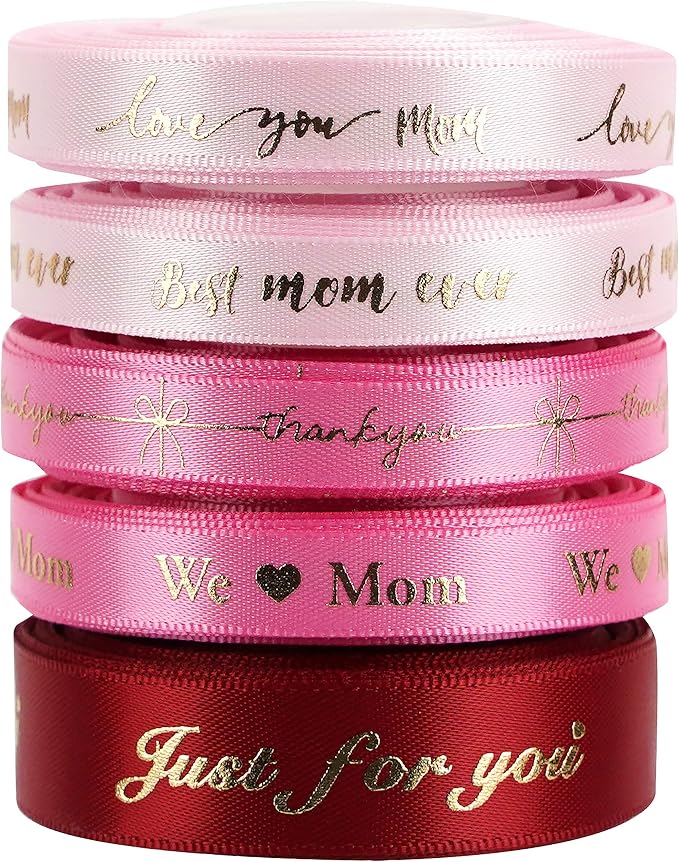 Pink Ribbon for Gift Wrapping Thank You Just for You Ribbon Mothers Day Gift - Image 3