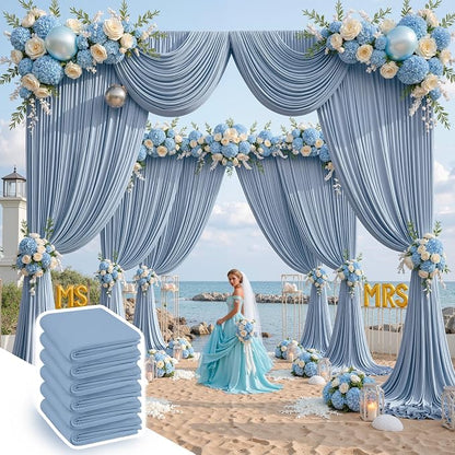 30 ft x 10 ft Wrinkle Free Dusty Blue Backdrop Curtain by Outpain