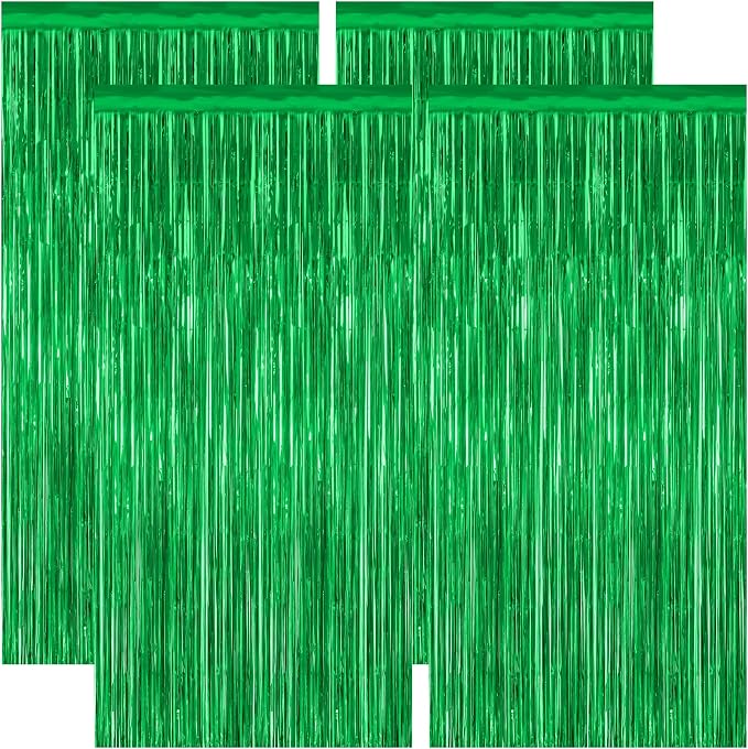 ZATAYE 4 Pack Green Christmas St Patricks Foil Curtain Streamer Decorations | by ZATAYE