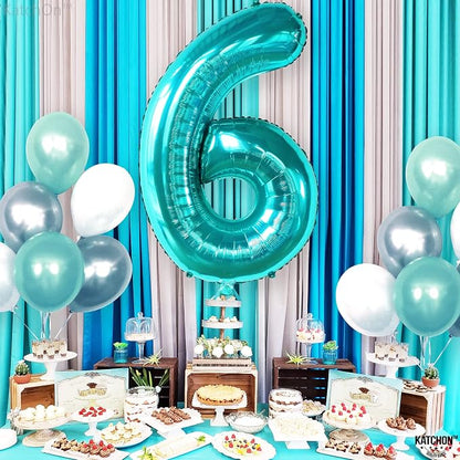 KatchOn, Giant Teal Blue Number 6 Balloon - Image 8