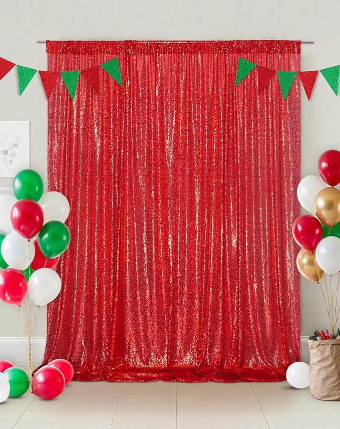 Eternal Beauty Red 3mm Sequin Backdrop 7x7 Ft - Image 3