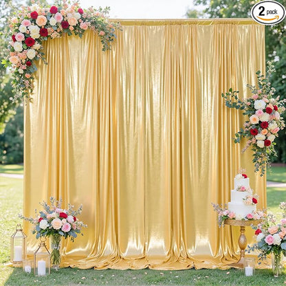 10x10FT Gold Sequin Backdrop Curtain by Unknown