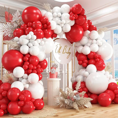 412Pcs Red and White Balloon Garland Arch kit, 18 12 10 5 Inch Different Size by PAXILE