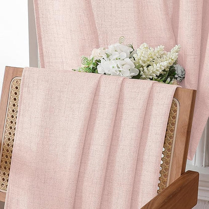 Tollpiz Linen Curtains Living Room Rod Pocket Semi Sheer Curtain Burlap Light - Image 6