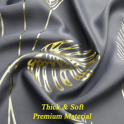 Gold and Grey Blackout Curtains Thermal Insulated 84 Inches Length - Image 5