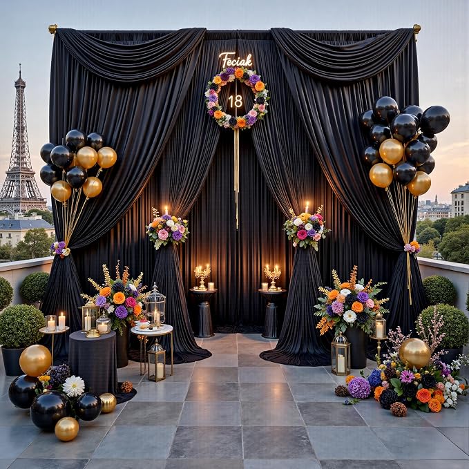 20ftx12ft Wrinkle Free Black Backdrop Curtains - Image 3