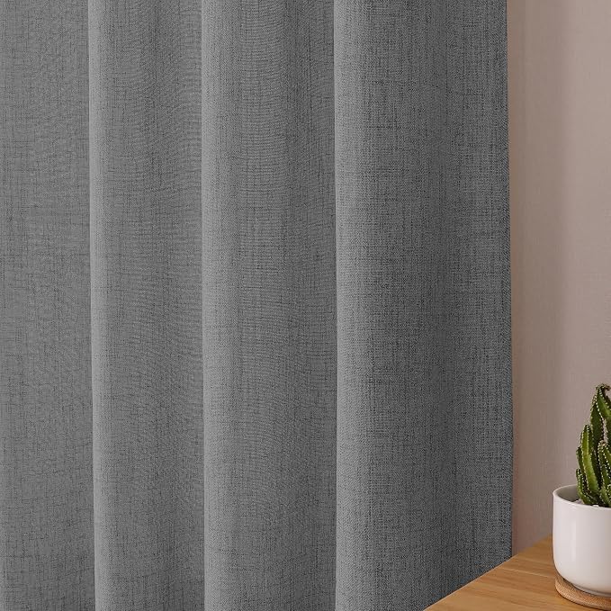 Tollpiz Short Linen Curtain Living Room Rod Pocket Semi Sheer Curtains Burlap - Image 8