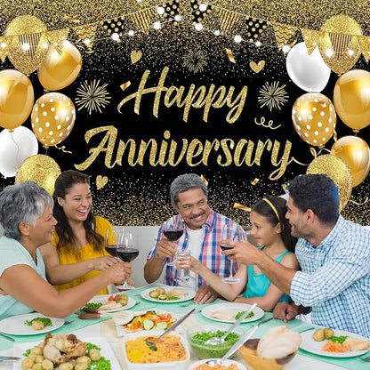 Black Gold Happy Wedding Anniversary Banner - Image 5