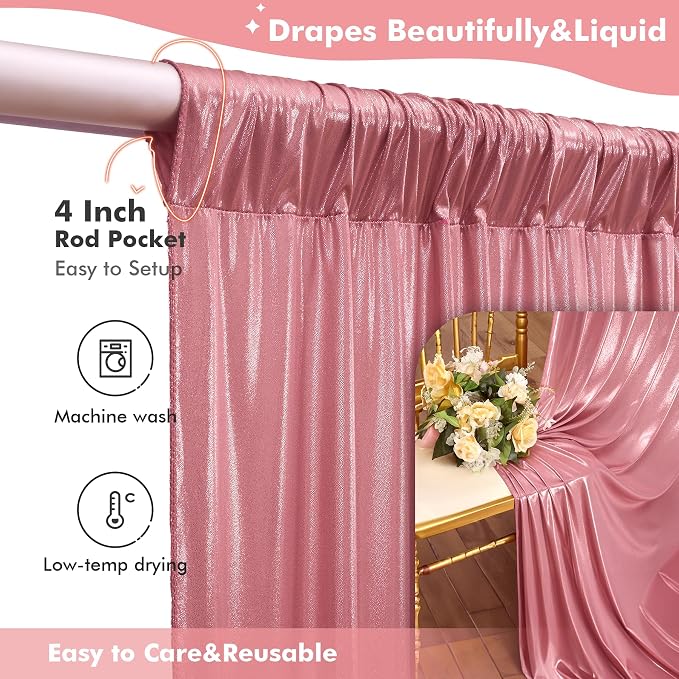 40x10ft Shimmer Rose Gold Sequin Backdrop Curtain - Image 6