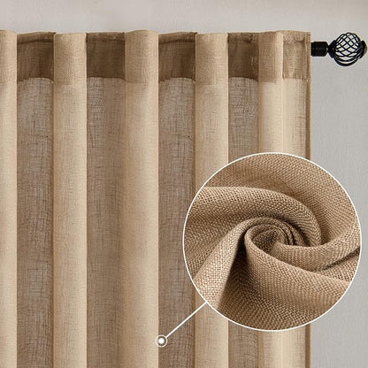 MIULEE Brown Linen Curtains 52x108 Inch Long - Image 2
