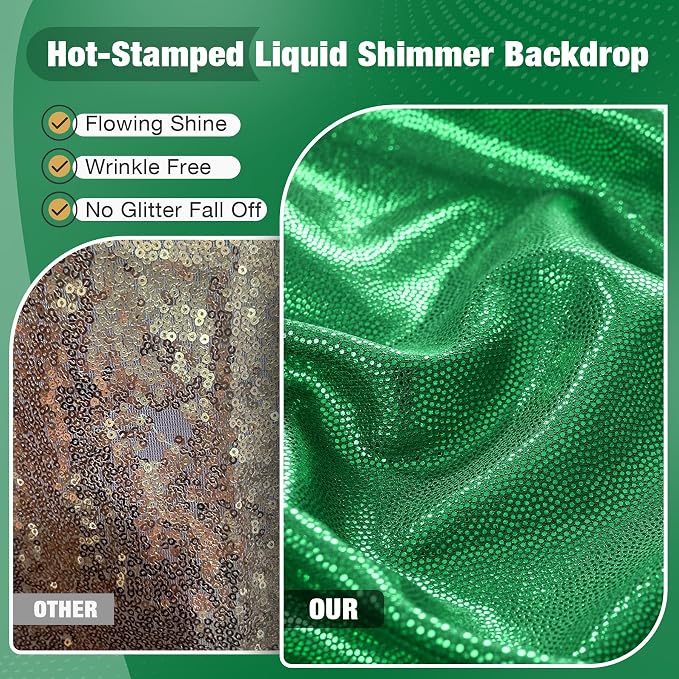 20x10FT Green Sequin Backdrop Curtain - Image 6