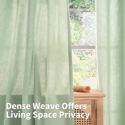 YoungsTex 80 Inch Length Sage Linen Curtains - Image 3