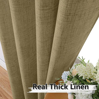 Tollpiz Linen Tier Curtains Rod Pocket Semi Sheer Short Kitchen Curtain Half - Image 3
